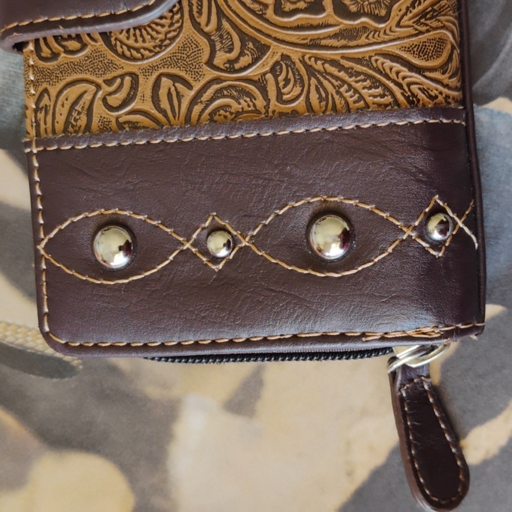 Western Style Embossed Wallet with Stud Accents - Picture 3 of 12
